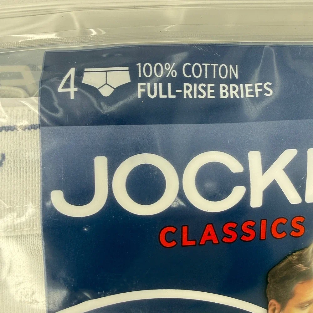 Jockey Classics‎ Mens White 100% Cotton Full-Rise Briefs 4 Pack Size 42 Y-Front